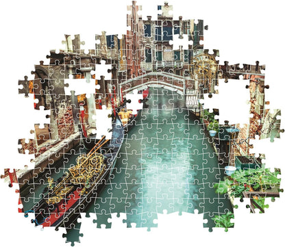 Clementoni - Puzzel met 1000 stukjes voor volwassenen en jongens, collectie, themakanalen van Venetië, met poster, compacte doos, cadeau-idee voor dames en heren, Made in Italy, 70 x 50 cm, 39945