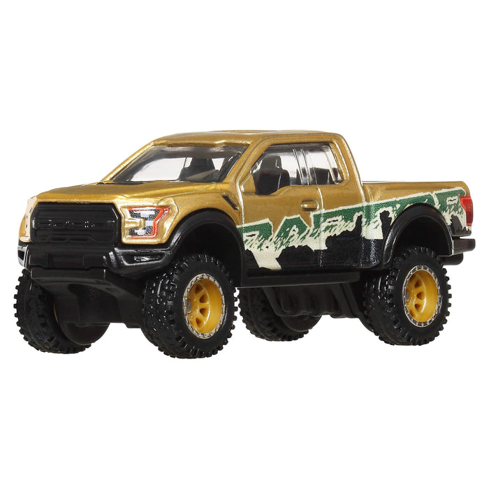Hot Wheels Premium Car Culture Sammel-Spielzeugauto, Die-Cast '17 Ford F150 Raptor im Maßstab 1:64, Geländefahrzeug mit Real-Riders-Reifen, JBK70