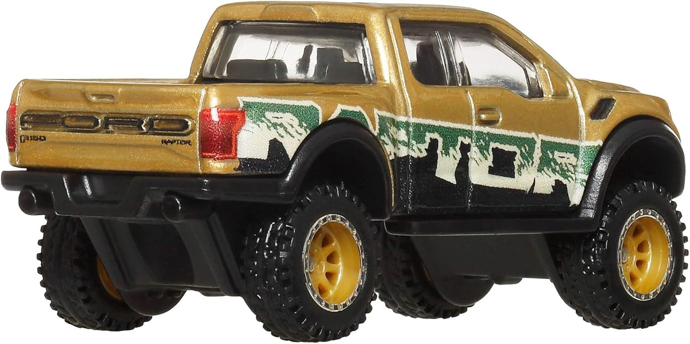 Hot Wheels Premium Car Culture Sammel-Spielzeugauto, Die-Cast '17 Ford F150 Raptor im Maßstab 1:64, Geländefahrzeug mit Real-Riders-Reifen, JBK70