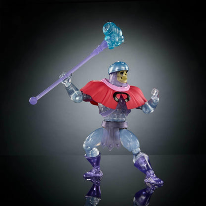 Masters of Universe Origins Action Figure Invisible Skeletor Cartoon Collection, 5.5-inch 1980s TV Villain, Detailed Clear Design & Alt Face Plate
