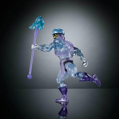 Masters of Universe Origins Action Figure Invisible Skeletor Cartoon Collection, 5.5-inch 1980s TV Villain, Detailed Clear Design & Alt Face Plate