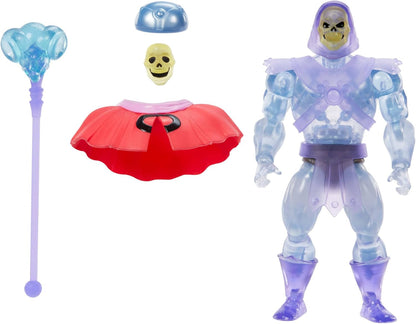 Masters of Universe Origins Action Figure Invisible Skeletor Cartoon Collection, 5.5-inch 1980s TV Villain, Detailed Clear Design & Alt Face Plate