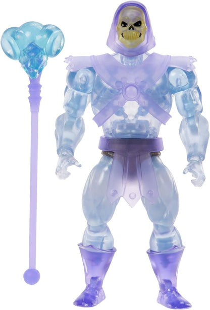 Masters of Universe Origins Action Figure Invisible Skeletor Cartoon Collection, 5.5-inch 1980s TV Villain, Detailed Clear Design & Alt Face Plate