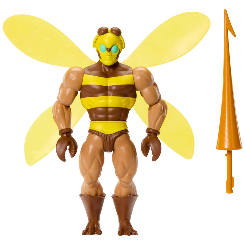 Masters of the Universe Origins Action Figure Buzz-Off Cartoon Collection, 5.5-inch 1980s TV Bee Leader Winged & Goggled with Javelin