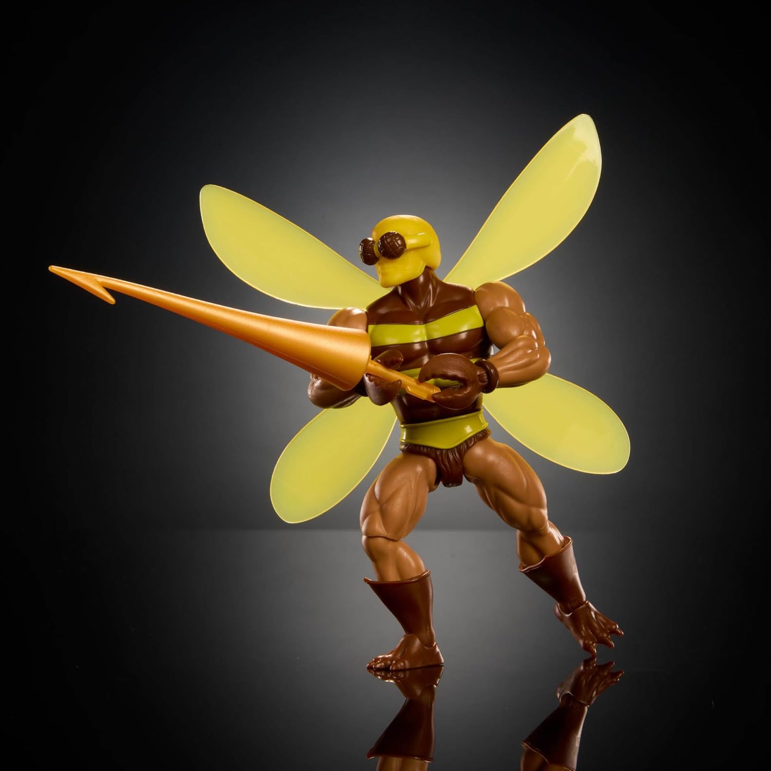 Masters of the Universe Origins Action Figure Buzz-Off Cartoon Collection, 5.5-inch 1980s TV Bee Leader Winged & Goggled with Javelin