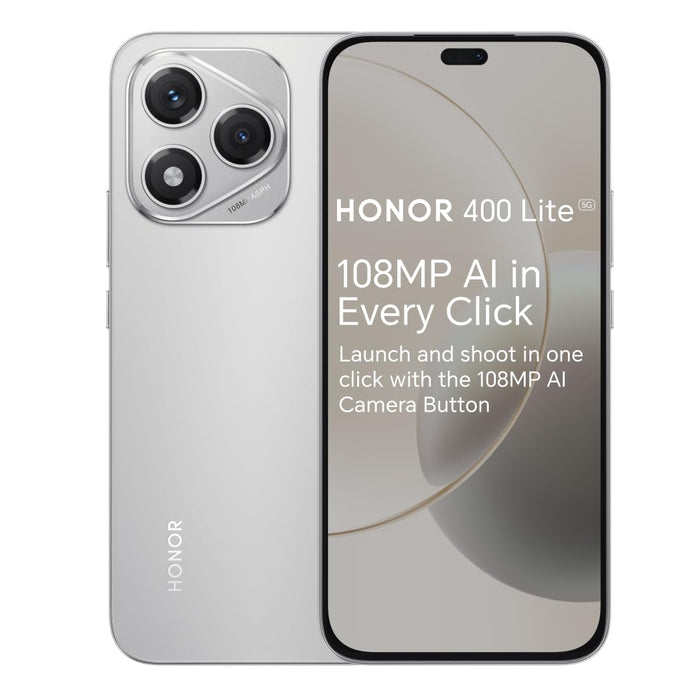HONOR 400 Lite Unlocked 5G Smartphone, AI Camera Button,108MP Street Style Portrait,8GB+256GB, IP64 Water Resistance,3500nits AMOLED Display,Dual SIM,Android 15,Velvet Grey