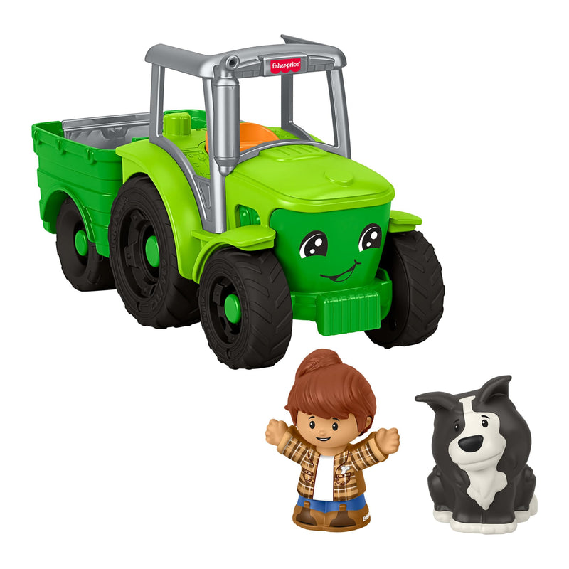 Fisher-Price Little People Toddler Toy Push & Play Tractor Push-Along Musical Farm Vehicle with 2 Figures for Pretend Play Kids Ages 1+ Years, JCW70