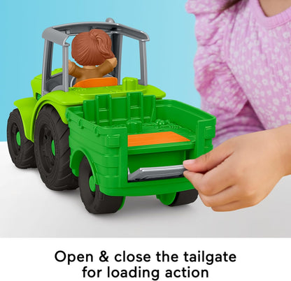 Fisher-Price Little People Toddler Toy Push & Play Tractor Push-Along Musical Farm Vehicle with 2 Figures for Pretend Play Kids Ages 1+ Years, JCW70
