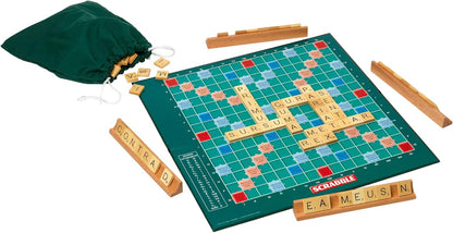 IDEAL | Scrabble Classic: a reproduction of the original 1950's design with wooden tiles - Latin Edition | Classic Games | For 2-4 Players | Ages 10+