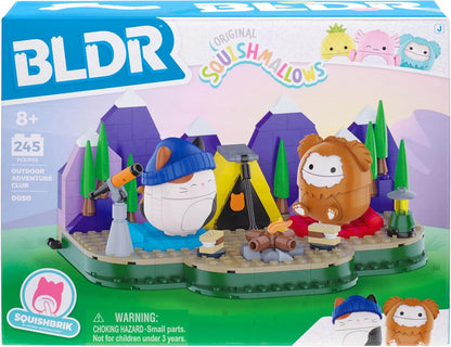 BLDR Squishmallows 246-piece Camping Adventure Building Set 0050 - Includes Squishmallows Buildable Figures Cam and Benny Ages 8+