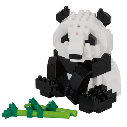 nanoblock Bandai Giant Panda Mini Figure Brick Building Set Animal Panda with Bamboo Pixel NBC328