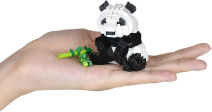nanoblock Bandai Giant Panda Mini Figure Brick Building Set Animal Panda with Bamboo Pixel NBC328