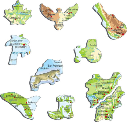 Selecta - Larsen Legpuzzel Kaart Noord Amerika Geografisch met Dieren 66st.
