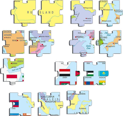 Larsen K44 Mappa Politica Asia, Edizione Olandese, Puzzle Incorniciato con 70 Pezzi