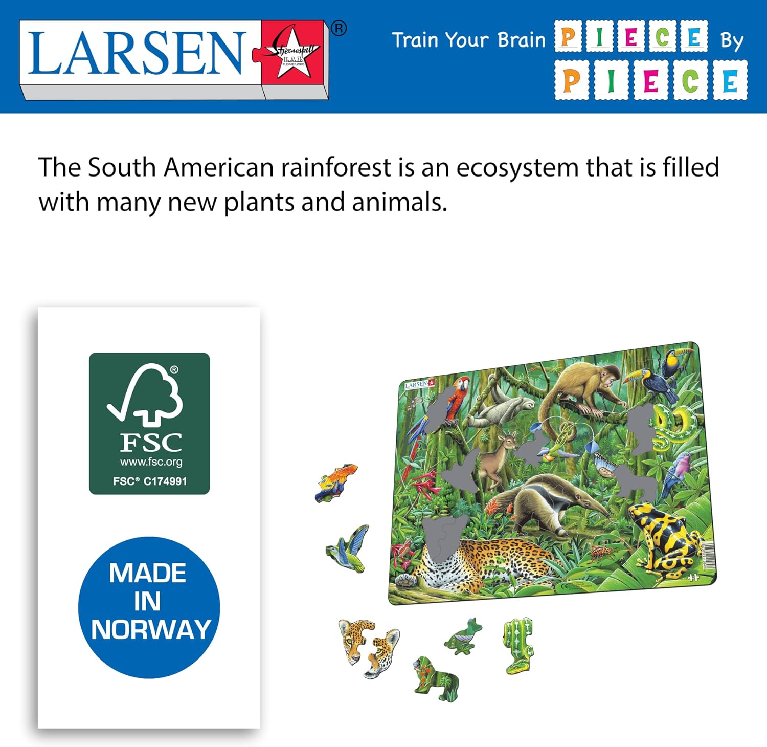 Larsen FH10 Het weelderige Zuid-Amerikaanse regenwoud, Frame puzzel met 70 stukjes