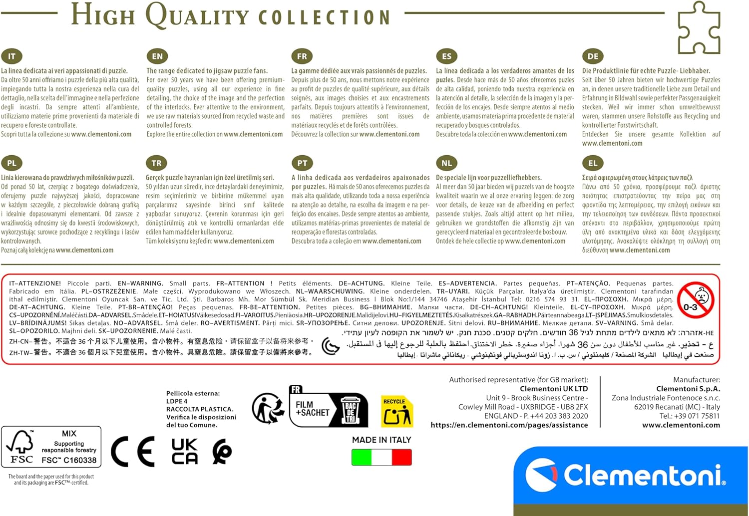 Clementoni - Puzzel met 500 stukjes voor volwassenen en jongens, collectie, thema To the Moon, illustratie panorama nacht, compacte doos, inclusief poster, cadeau-idee Made in Italy, 49 x 36 cm, 35590