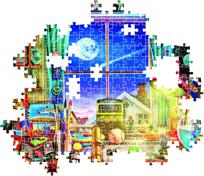 Clementoni - Puzzel met 500 stukjes voor volwassenen en jongens, collectie, thema To the Moon, illustratie panorama nacht, compacte doos, inclusief poster, cadeau-idee Made in Italy, 49 x 36 cm, 35590