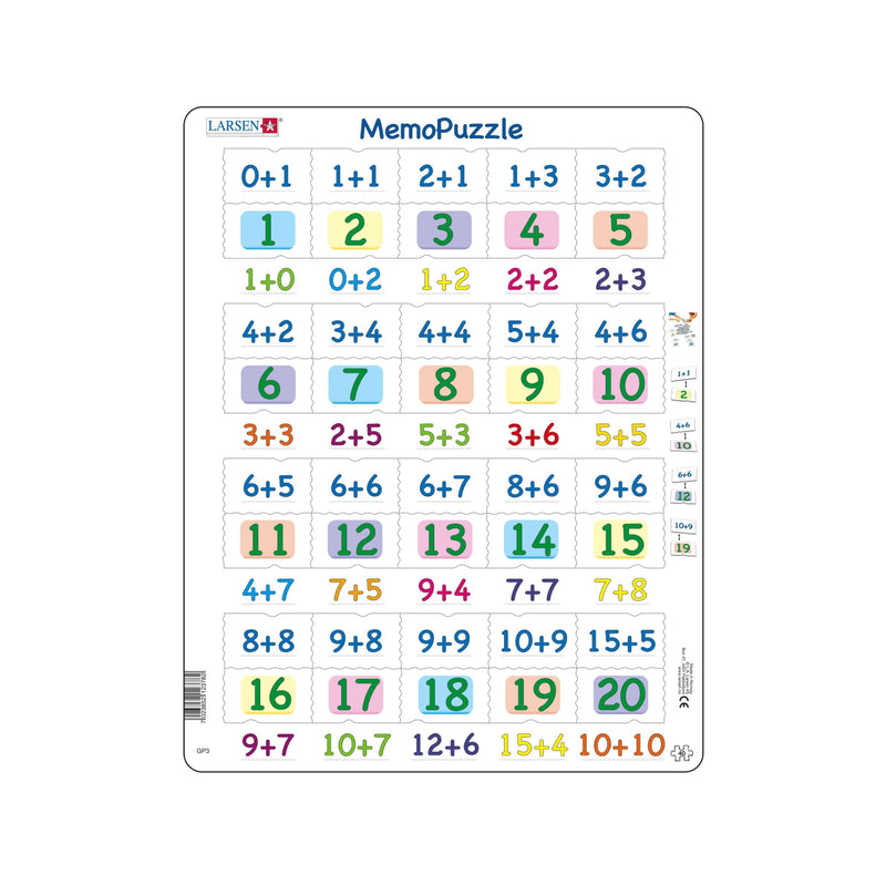 Selecta - Larsen Memopuzzel - Optellen met Cijfers van 0-20 40st.