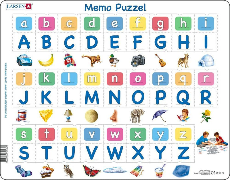 Selecta - Larsen Memopuzzel Leren Lezen  - Het Alfabet met Afbeeldingen 52st.