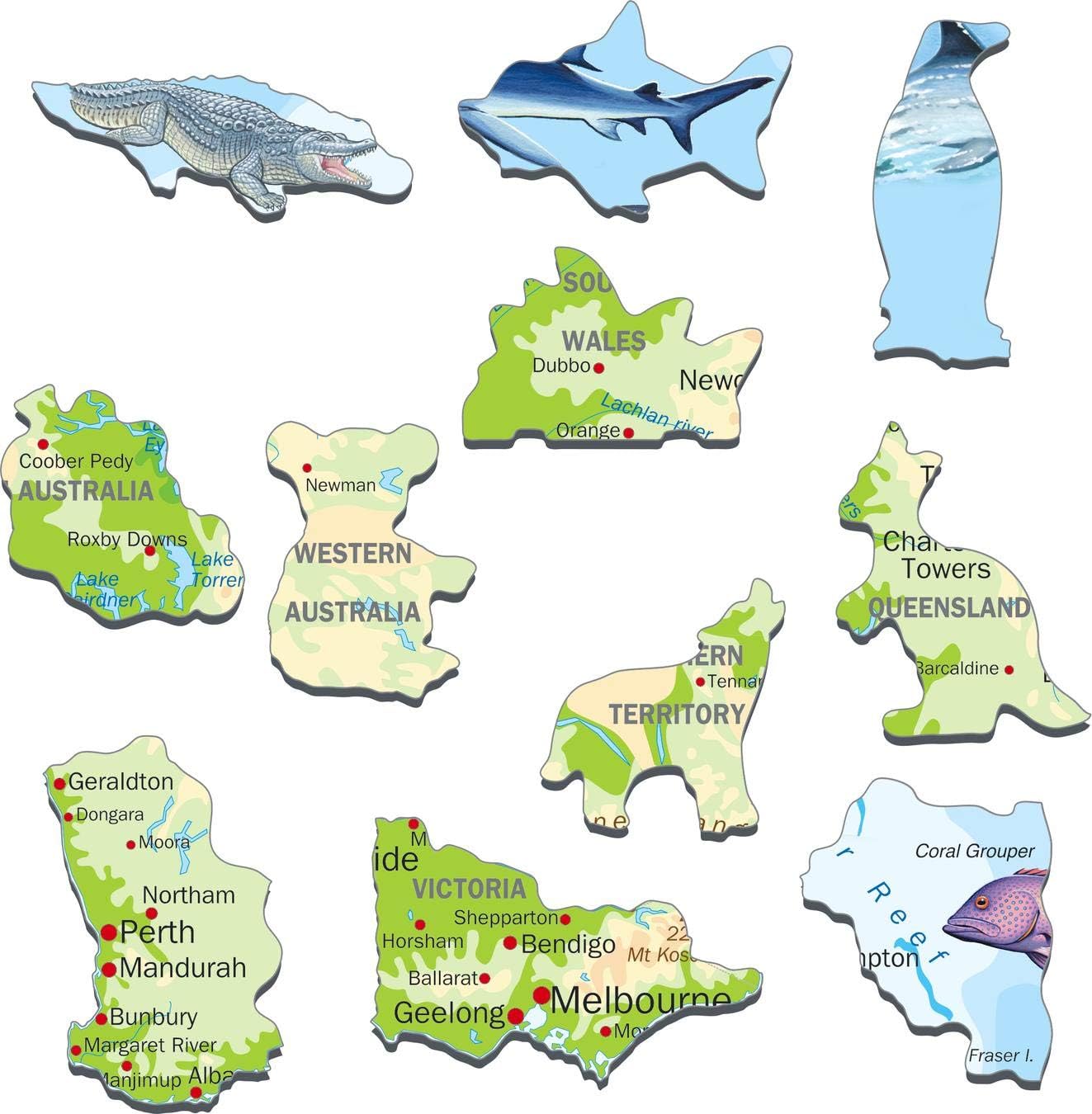 Selecta - Larsen Legpuzzel Kaart Australie Geografisch met Dieren 65st.