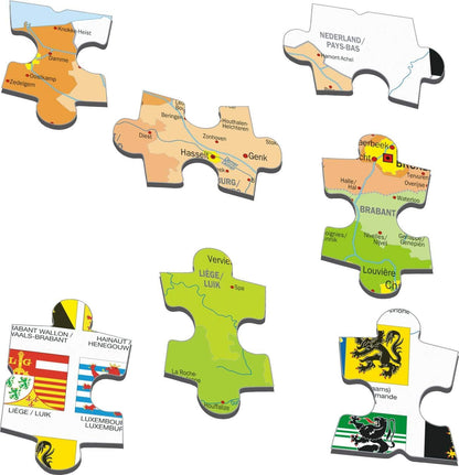 Larsen K59 Belgie Politieke Kaart, Meertalige (Nederlands/Frans) editie, Frame puzzel met 48 stukjes