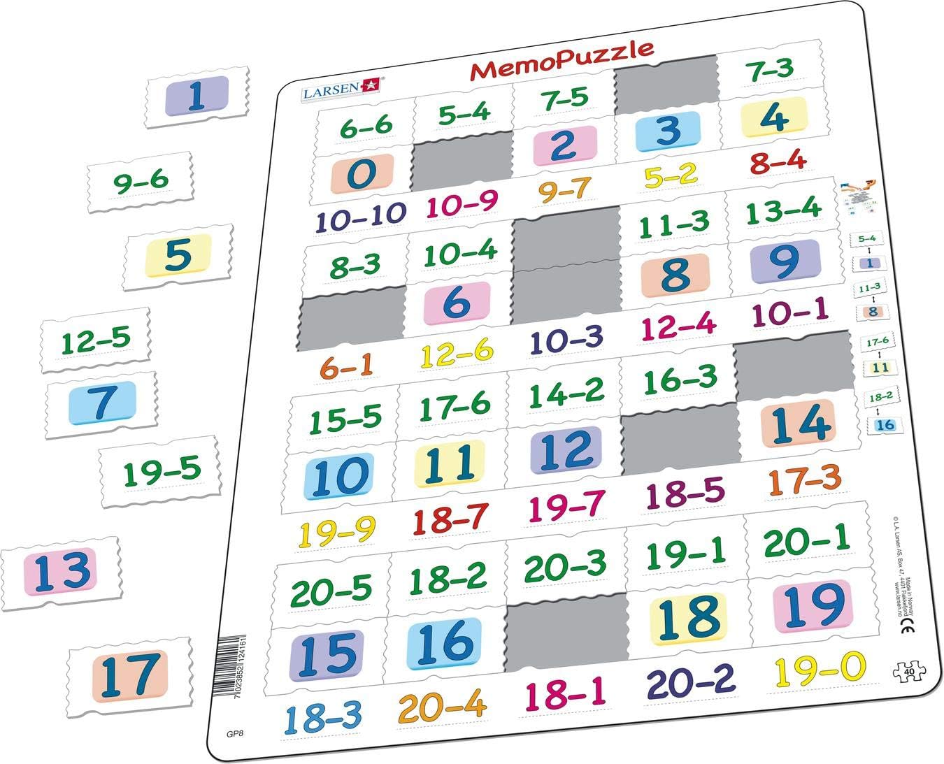 Selecta - Larsen Memopuzzel - Aftrekken met Getallen van 0-20 40st.