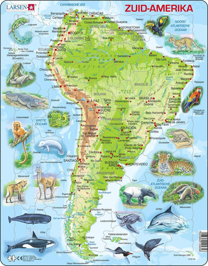 Larsen A25 América del Sur, edición en Holandés, Puzzle de Marco con 65 Piezas