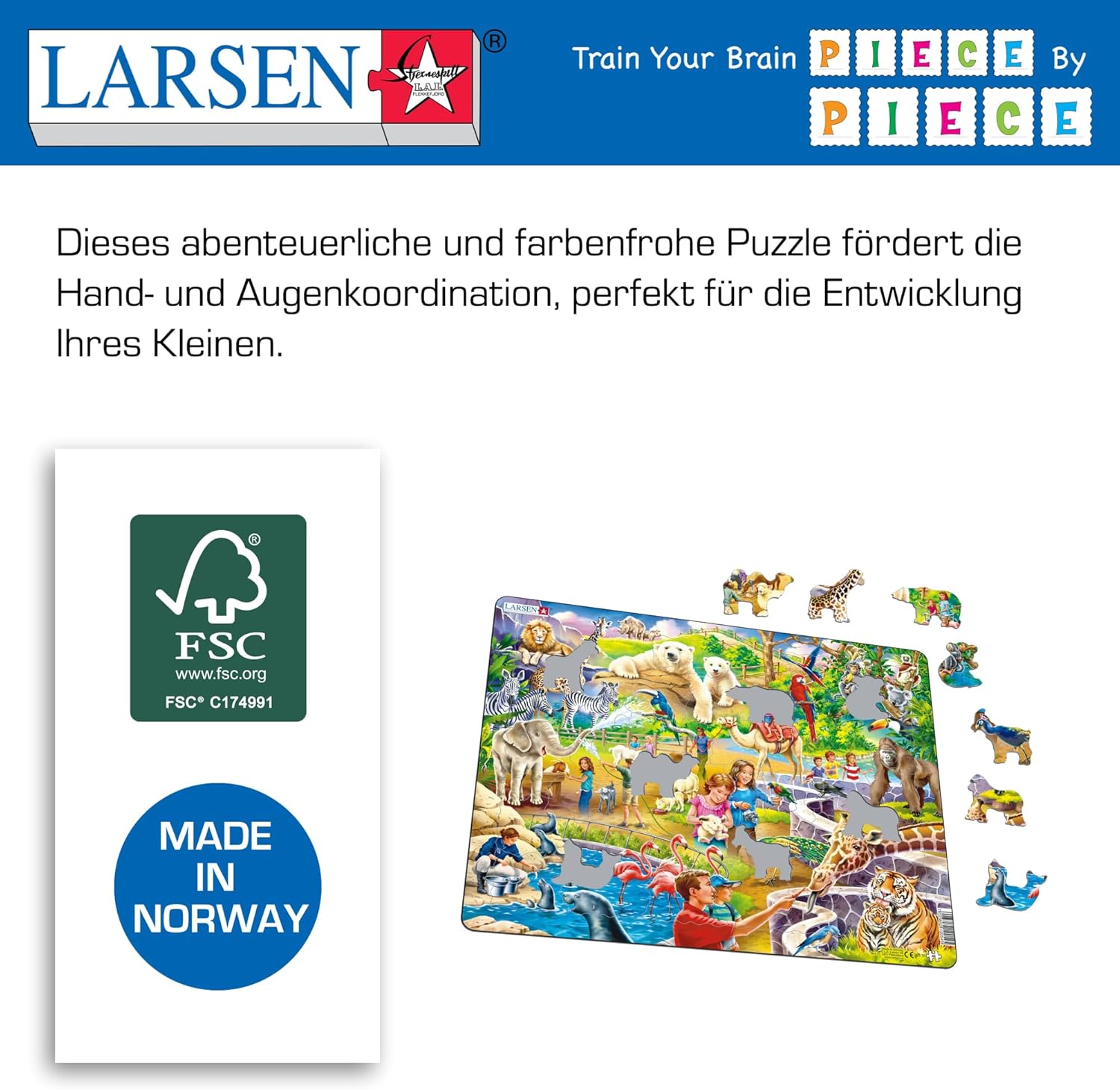 Selecta - Larsen Legpuzzel Dieren - In de Dierentuin 48st.