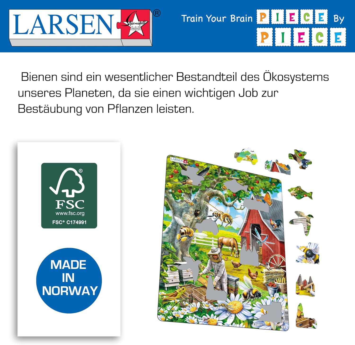 Larsen US39 Drukke bijen en de imker, Frame puzzel met 53 stukjes