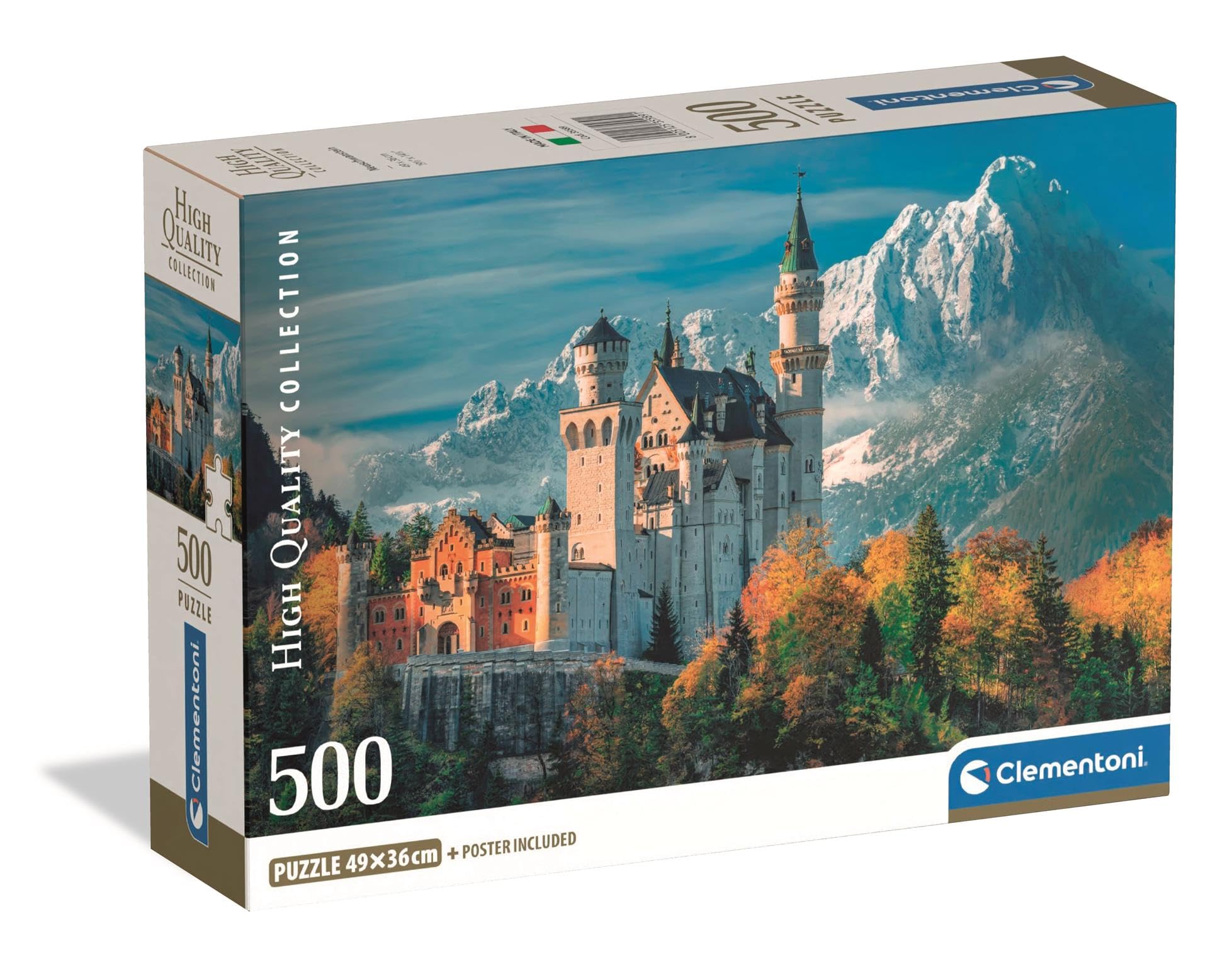Clementoni -35589-Puzzel 500 HQC Neuschwanstein Castle Compacte Doos