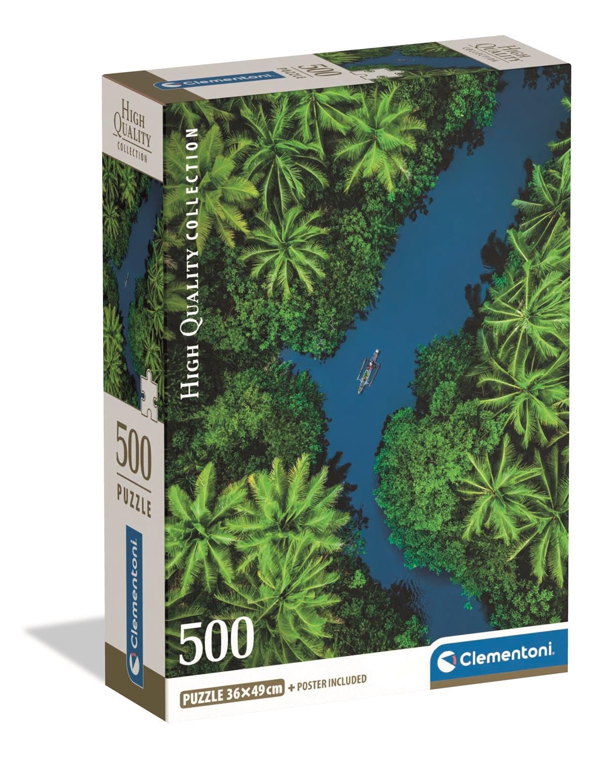 Clementoni - Puzzel met 500 stukjes voor volwassenen en jongeren, collectie, thema Tropical Aerial View, tropische weergave, compacte doos met poster, cadeau-idee, made in Italy, 49 x 36 cm, 35592