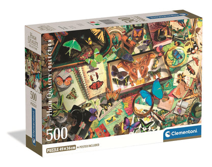 Clementoni -35581-Puzzel 500 HQC De Compacte Doos van de Vlindercollector