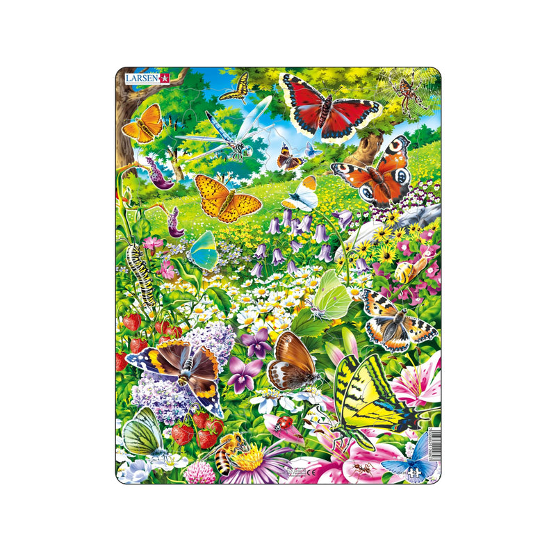 Larsen FH28 Vlinders in een prachtig bloemenveld, Frame puzzel met 42 stukjes