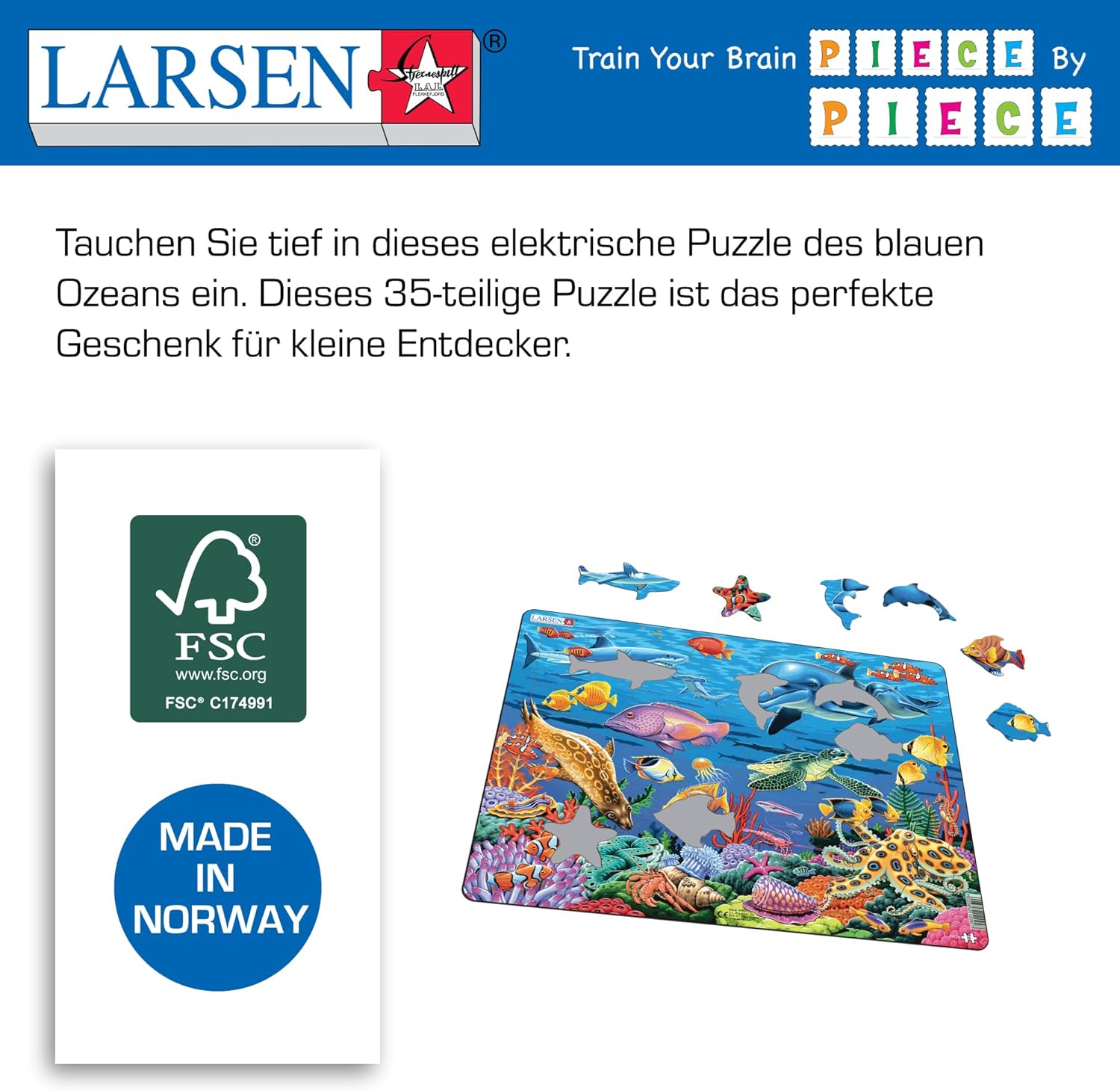 Larsen FH29 Zeeleven op een koraalrif, Frame puzzel met 35 stukjes