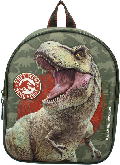 Vadobag JURASSIC WILD Dinosaurier T-REX 3D - Rucksack für Kinder | Schule | Kindergarten - Farbe Grün - Maße 32 x 26 x 11 cm, grün, Einheitsgröße