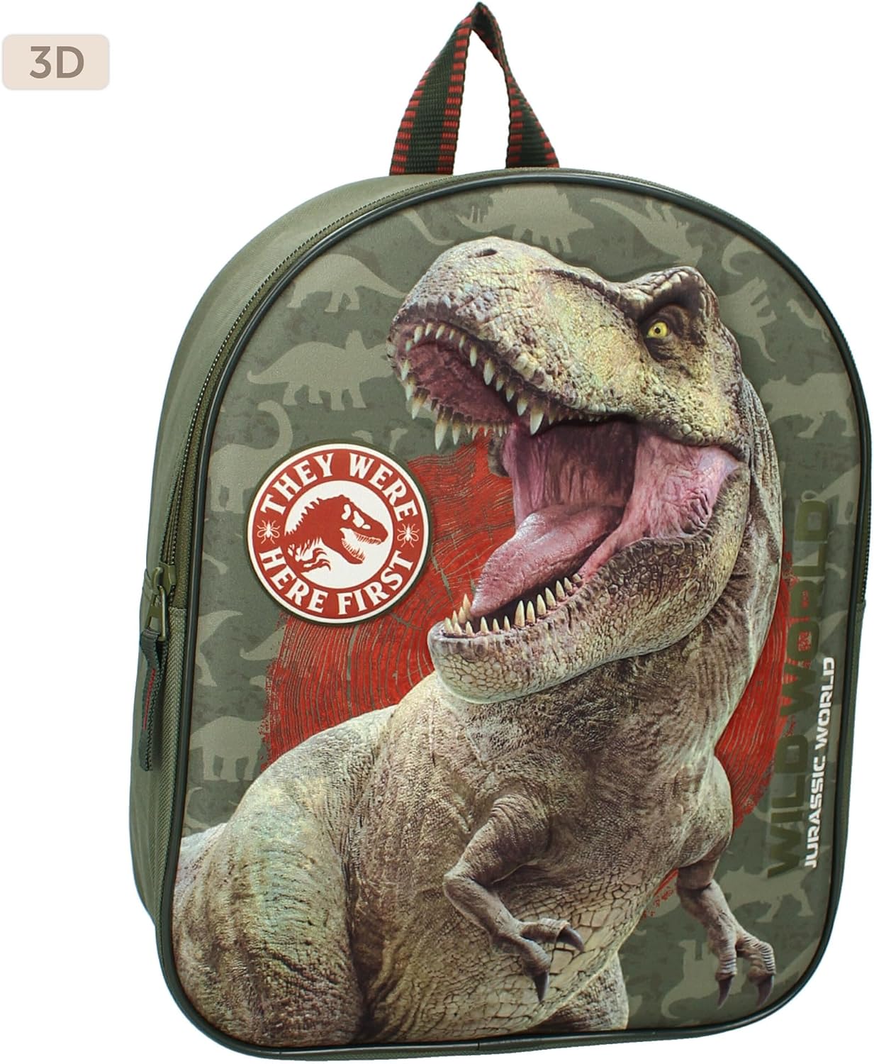 Vadobag JURASSIC WILD Dinosaurier T-REX 3D - Rucksack für Kinder | Schule | Kindergarten - Farbe Grün - Maße 32 x 26 x 11 cm, grün, Einheitsgröße
