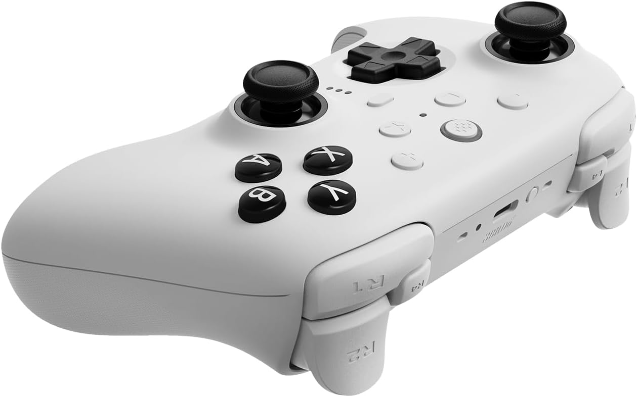 8Bitdo Ultimate 2 Bluetooth Controller for Switch, Switch 2 & Windows PC, Switch Pro Controller with TMR Joysticks, Switchable Hall Effect/Tactile Triggers, Vibration and Motion Control, RGB, White
