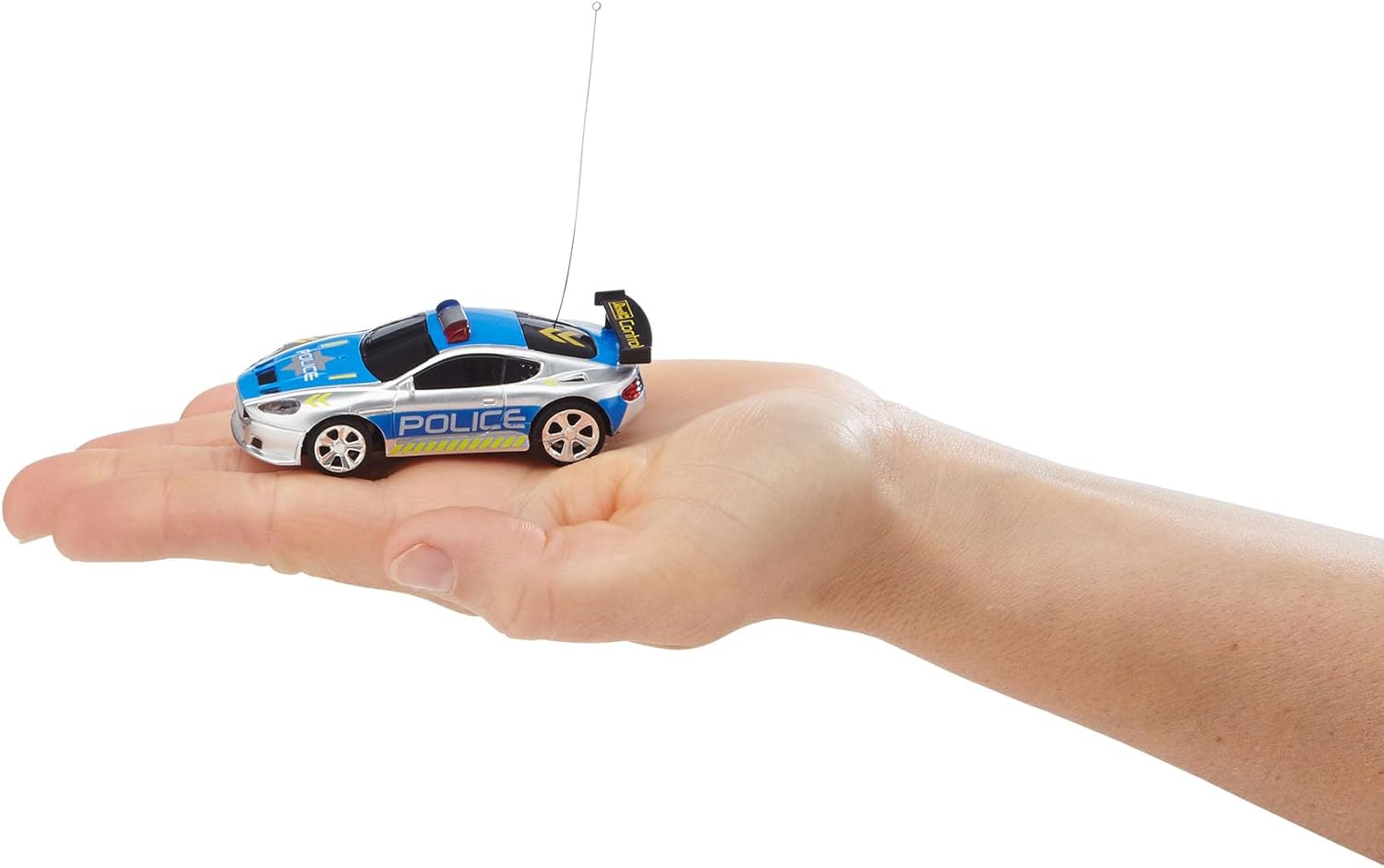 Revell Control 23559 Mini Remote Control Car Police, With 27 MHz Control, In a Can Container, Includes Traffic Cones, 8cm in length