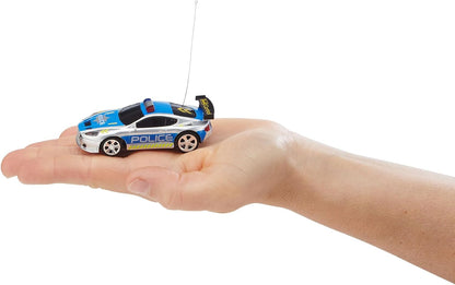 Revell Control 23559 Mini Remote Control Car Police, With 27 MHz Control, In a Can Container, Includes Traffic Cones, 8cm in length