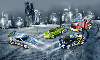 Revell Control 23559 Mini Remote Control Car Police, With 27 MHz Control, In a Can Container, Includes Traffic Cones, 8cm in length