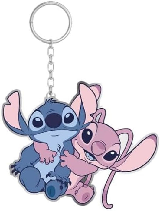 Cerdà Disney Lilo & Stitch Schlüsselanhänger - Motiv Stitch und Angel - Blau und Rosa