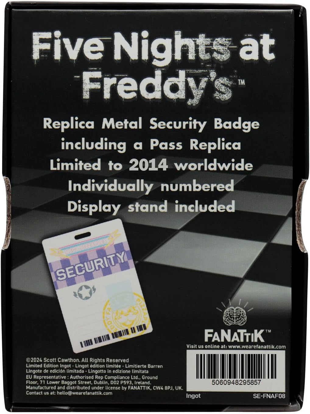 FaNaTtik Five Nights at Freddy's Replik Metall-Sicherheitsabzeichen und Sicherheitspass