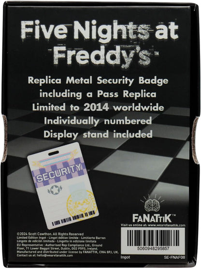 FaNaTtik Five Nights at Freddy's Replik Metall-Sicherheitsabzeichen und Sicherheitspass