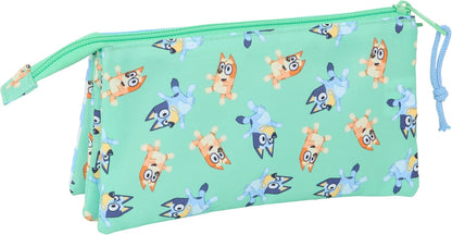 Safta Blue Sisters – Triple Pencil Case, Children's Pencil Case, Ideal for School Age Children, Comfortable and Versatile, Quality and Resistance, 22 x 3 x 12 cm, aqua green, M, Casual