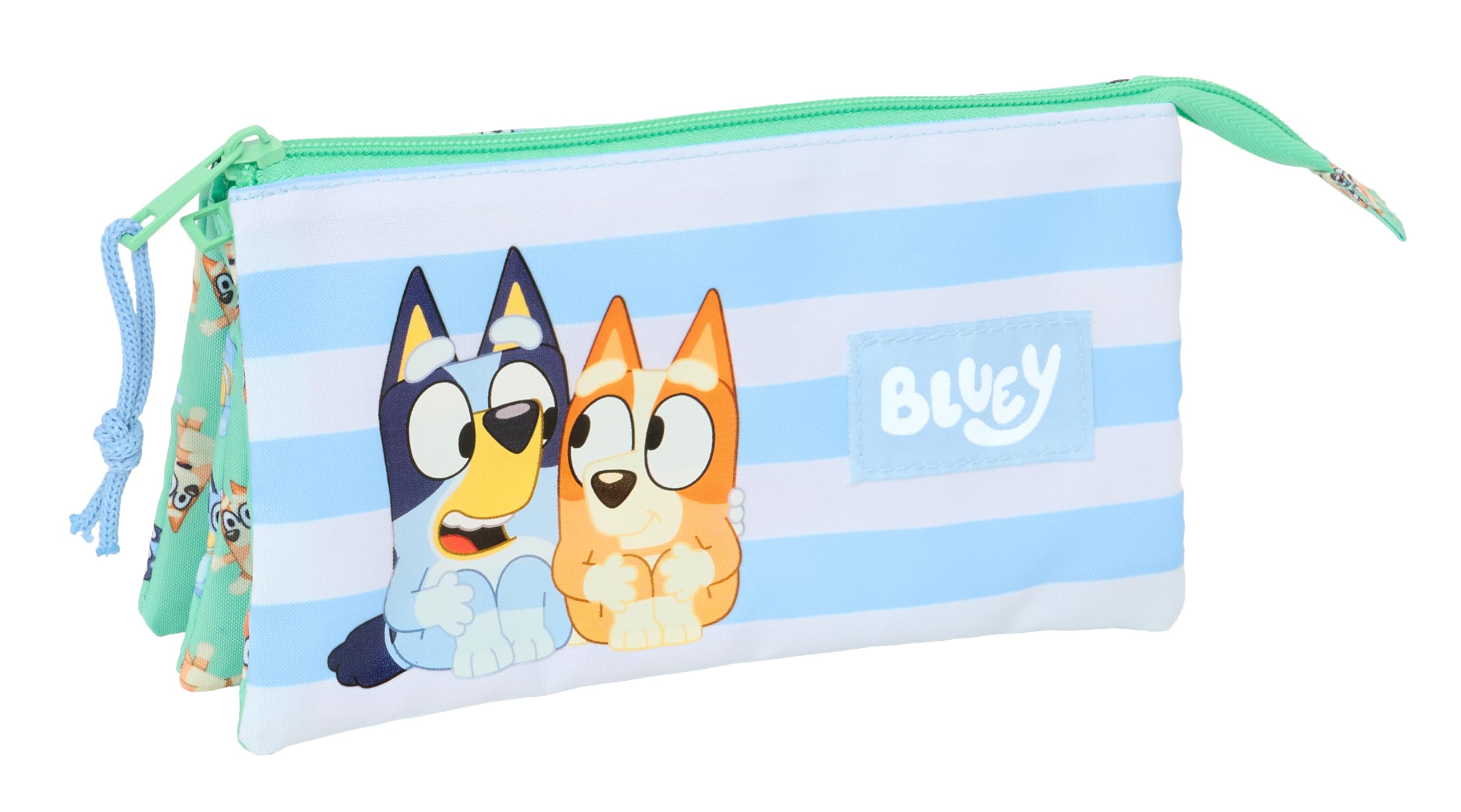 Safta Blue Sisters – Triple Pencil Case, Children's Pencil Case, Ideal for School Age Children, Comfortable and Versatile, Quality and Resistance, 22 x 3 x 12 cm, aqua green, M, Casual