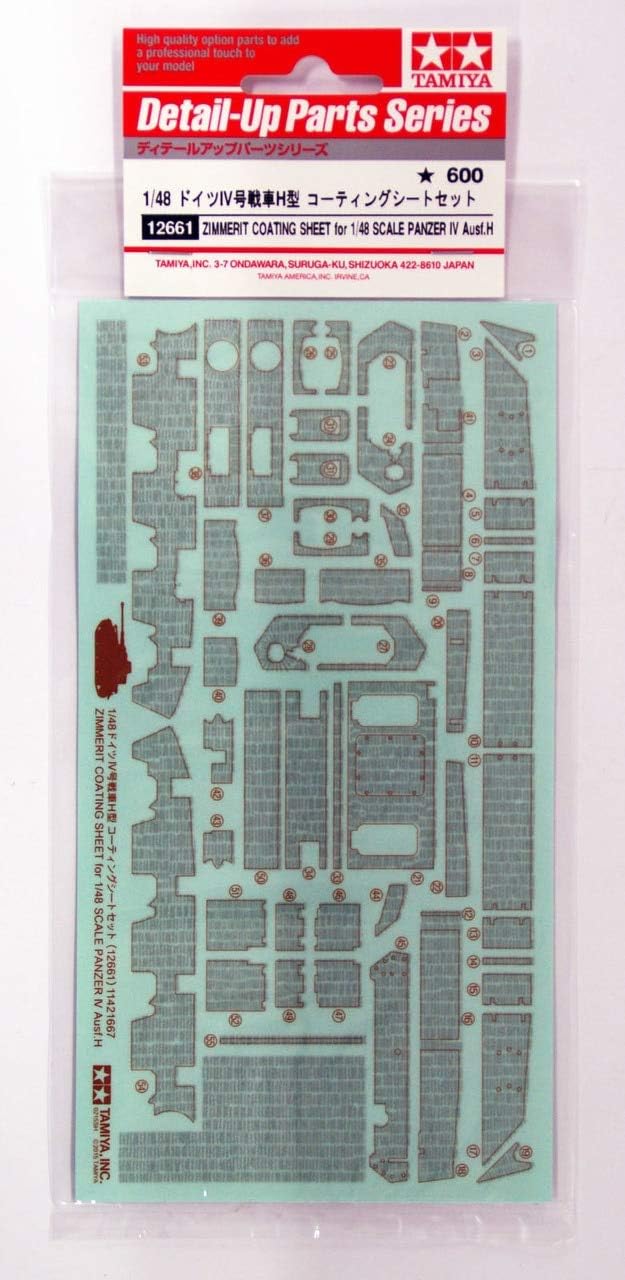 TAMIYA Dickie 300012661 Plastic Model Kit 1:48 Zimmerit Decorative Tank IV AUSF H
