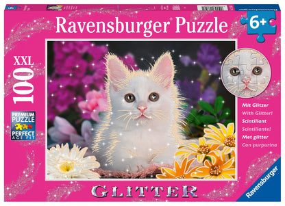 Ravensburger Kinderpuzzle - 13358 Glitzerkatze - 100 Teile Glitzerpuzzle für Kinder ab 6 Jahren, mit Glitter