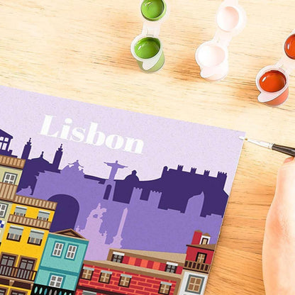 CreArt, Malen nach Zahlen Citys - Farbenfrohes Lissabon