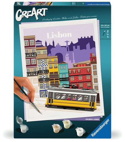 CreArt, Malen nach Zahlen Citys - Farbenfrohes Lissabon