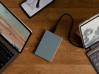 WD 6TB My Passport Works with USB-C, portable external hard drive, USB 3.2 Gen 1, software for device management, backup, password protection, Works with PC, Mac, Chromebook, Gaming Consoles, Grey